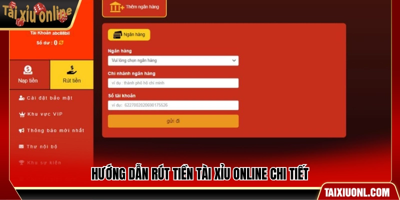 Các bước thao tác rút tiền từ tài khoản về ngân hàng